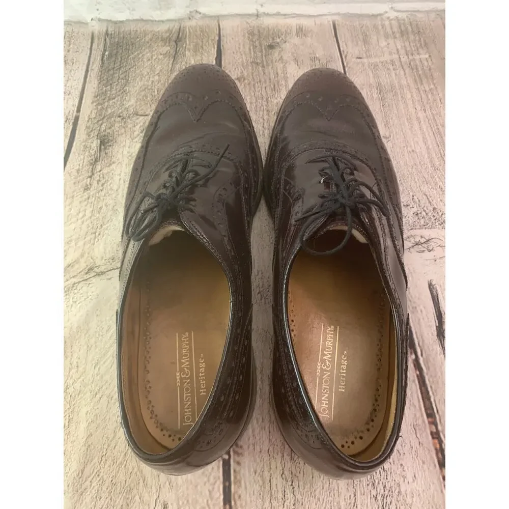 JOHNSTON & MURPHY Men's  Heritage Collection Lace Up Burgundy Shoes / Size: 9.5